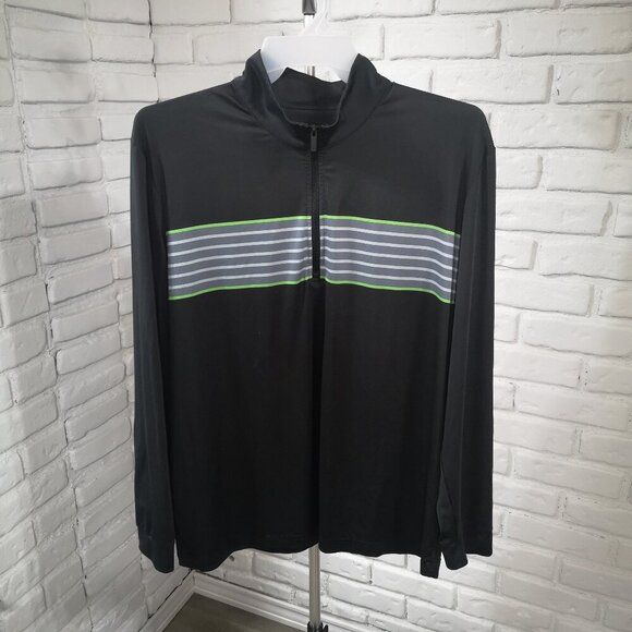 Callaway Opti-Dri Men's Size XL 1/4 Zip Black w/ Grey & Lime Green Shirt - Picture 1 of 10